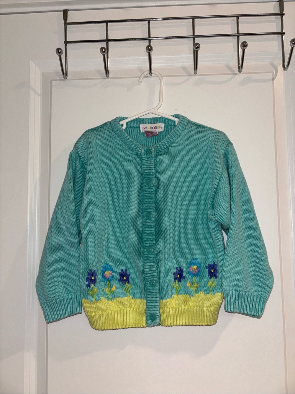 Medium Gymboree Teal Knit Flower Cardigan for Kids
